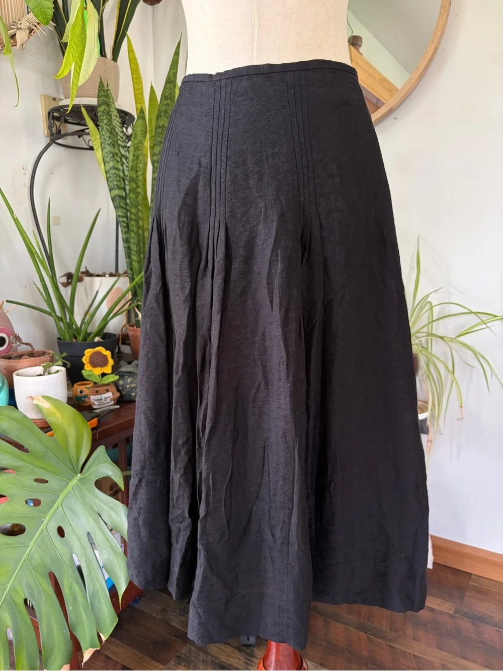 J.Jill Black Jacquard Floral Midi Skirt 16 Whimsigoth Dark Coquette Goth 90s